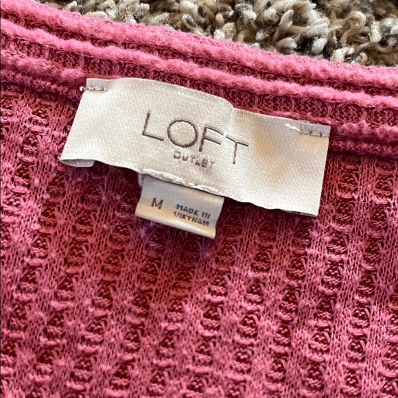 LOFT Pink Waffle Knit Sweater - Picture 2 of 5